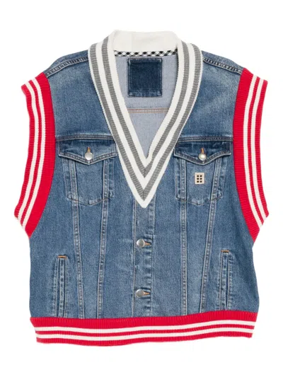 Romeo Hunte Varsity Denim Vest In Blue