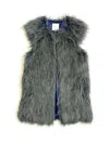 Romeo & Juliet Couture Women's Shaggy Faux Fur Vest Jacket In Blue In Blue