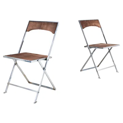 Pre-owned Romeo Rega 1970 Folding Chairs Set Of 2 In Gray