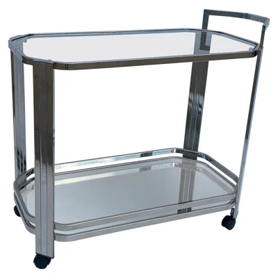 Pre-owned Romeo Rega 1970s Bar Cart Drinks Trolley Chrome Table  Glass Hollywood Regency In Gray