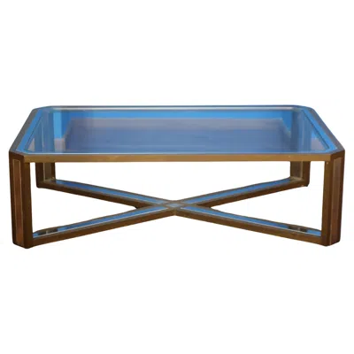 Pre-owned Romeo Rega 1970s Brass And Steel Coffee Table By  In Blue