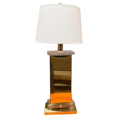 Pre-owned Romeo Rega 1970s Italian Brass Lucite Table Lamp Style  In Sand