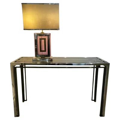 Pre-owned Romeo Rega 1970s Italian Console Table Designed By , Perspex, Chrome And Glass. In Brown