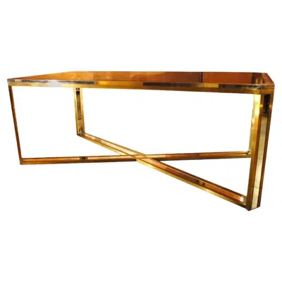 Pre-owned Romeo Rega 1970s Italian Midcentury Table In Stainless Steel, Brass And Mirror In Brown