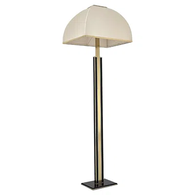 Pre-owned Romeo Rega 1970s  Brass Floor Lamp With Original Shade , Italy In Sand