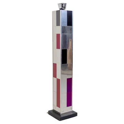 Pre-owned Romeo Rega 1970s  Chrome Floor Lamp With Purple Fields, Modern Design