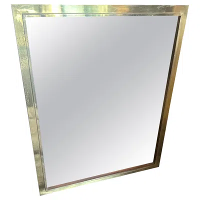 Pre-owned Romeo Rega 1970s  Style Mid-century Modern Brass Italian Rectangular Wall Mirror In Gray