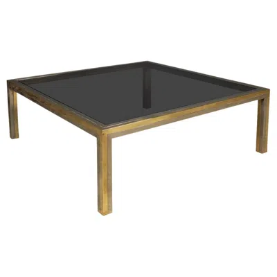 Pre-owned Romeo Rega 20th Century Brass & Chrome Coffee Table, Attributed To , C.1970 In Black
