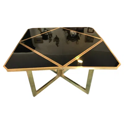 Pre-owned Romeo Rega 20th Century Extending Brass And Black Lacquer  Table, 1970s