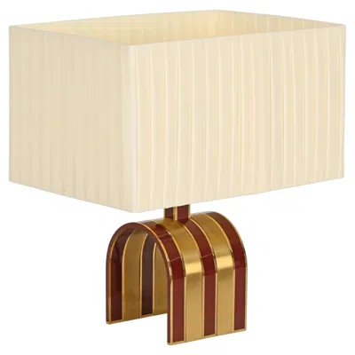 Pre-owned Romeo Rega Arch Table Lamp By  In Solid Brass And Red Enamel, Italy, 1970s
