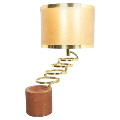 Pre-owned Romeo Rega Attr. Adjustable Table Lamp Red Marble Brass, 1970
