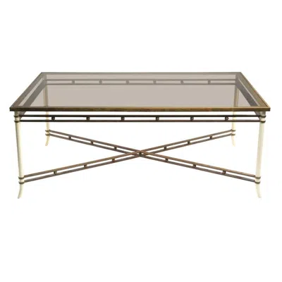 Pre-owned Romeo Rega Big Table In Lacquered Wood Brass And Glass Top, Attributed To , 1970s In Brown