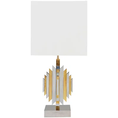 Pre-owned Romeo Rega Brass And Chrome  Style Table Lamp In Transparent