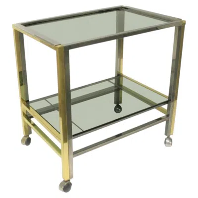 Pre-owned Romeo Rega Brass And Chrome Two-tier Bar Trolley, 1970s In Brown