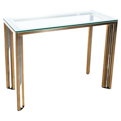 Pre-owned Romeo Rega Brass And Glass Console Table , Italy, 1970 In Brown