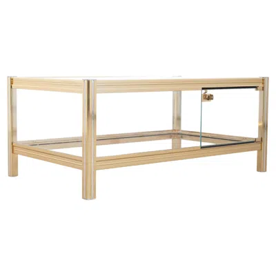 Pre-owned Romeo Rega Brass And Glass Vitrine Table, Italy, 1970 In Sand
