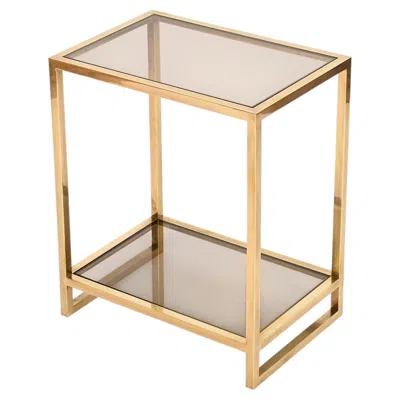 Pre-owned Romeo Rega Brass And Smoked Glass Side Table Or Nightstand, Italy, 1970s In Sand