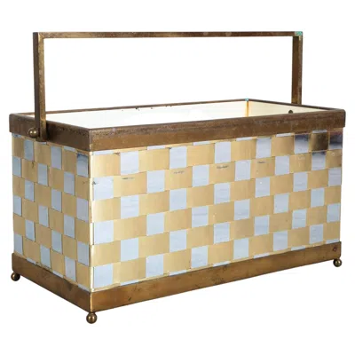 Pre-owned Romeo Rega Brass Chrome Basket Magazine Rack, Italy, Circa 1970 In Sand