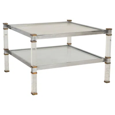 Pre-owned Romeo Rega Brass, Lucite & Glass Side Table, Italy 1970s In Gray