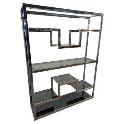 Pre-owned Romeo Rega Chrome And Brass Étagère / Library, Italy, 1970s In Black