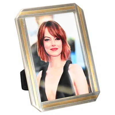 Pre-owned Romeo Rega Chrome And Brass Rectangular Photo Frame, Italy, 1970s In Sand