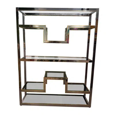Pre-owned Romeo Rega Chrome Metal And Brass Minimalist Bookcase  1970 Italy In Black