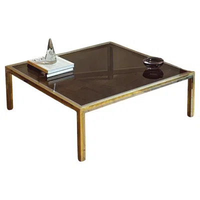 Pre-owned Romeo Rega Coffee Table, Brass And Chrome, Square Design, Italy, 1970s In Black