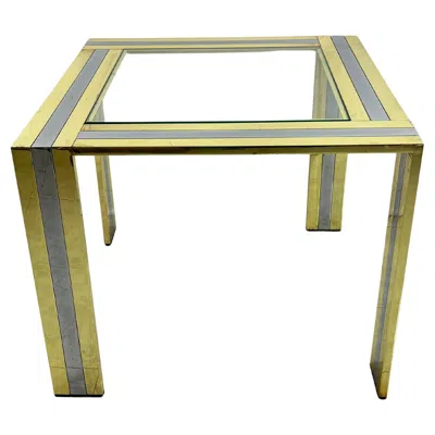 Pre-owned Romeo Rega Coffee Table In Brass And Chromed Metal Attributed To , 1970s In Brown