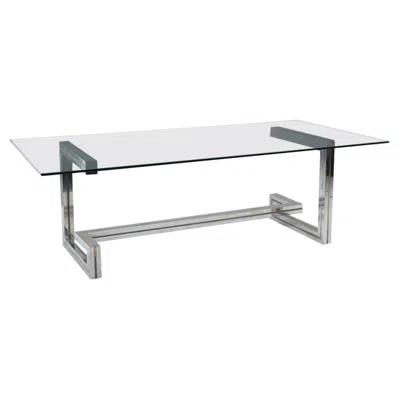 Pre-owned Romeo Rega Dining Table In Steel And Brass With Glass Top, 1970s In Gray