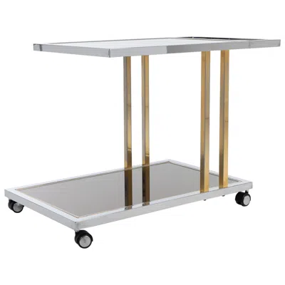 Pre-owned Romeo Rega Drinks Trolley In Gilded Brass With Chrome Fittings Designed By  In Gray
