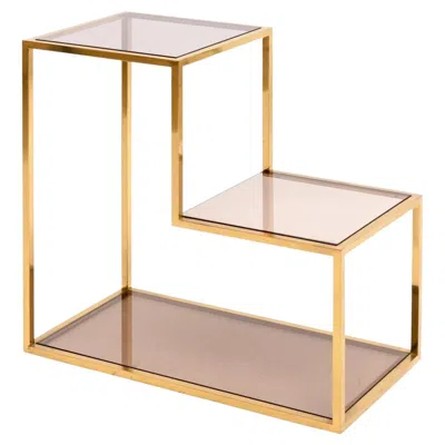 Pre-owned Romeo Rega Etagere Brass & Smoked Glass , 1960s In Sand