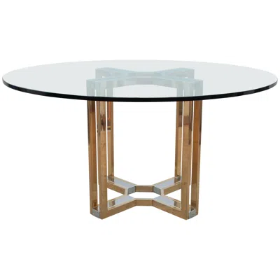 Pre-owned Romeo Rega Gold And Chrome Round Glass Top Centre Table In Gray