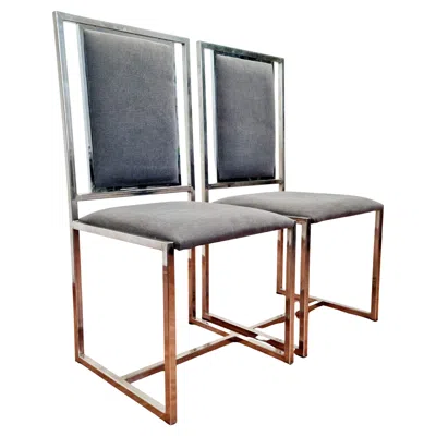 Pre-owned Romeo Rega Hollywood Regency Style Chrome Chairs Attributed To , Italy 70's In Gray