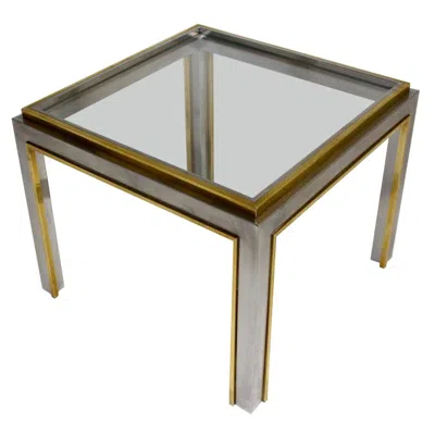 Pre-owned Romeo Rega Hollywood Regency Style Vintage Brass Coffee Table Sofa Table  Style In Gray