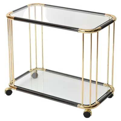 Pre-owned Romeo Rega Italian Brass And Burnished Metal Bar Cart, Willy Rizzo Style, 1970s In Sand