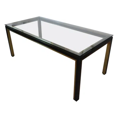 Pre-owned Romeo Rega Italian Desk Writing Table Glass Top Metal Brass Structure By  1970 In Gray