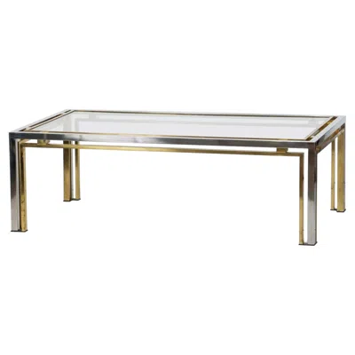 Pre-owned Romeo Rega Italian Modernist Low Or Coffee Table Of Chrome And Brass, Attrib.  In Gray