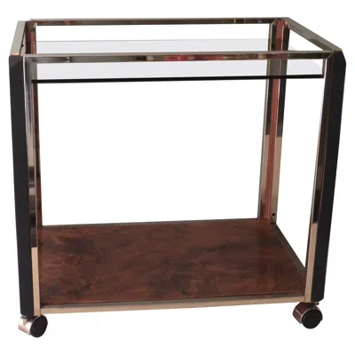 Pre-owned Romeo Rega Italian Vintage Drinks Trolley In The Style Of , 1970s In Brown