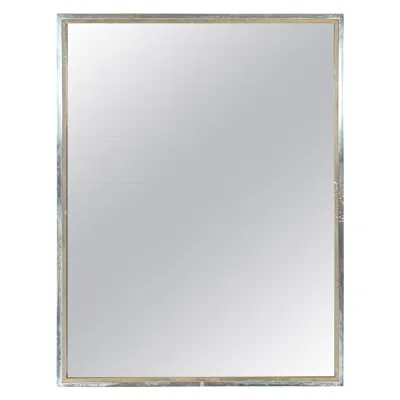 Pre-owned Romeo Rega Italian Vintage  Chrome And Brass Mirror From 70s In Gray