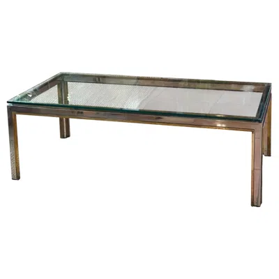 Pre-owned Romeo Rega Italianmodern Chrome And Glass Coffee Table In The Style Of  In Gray
