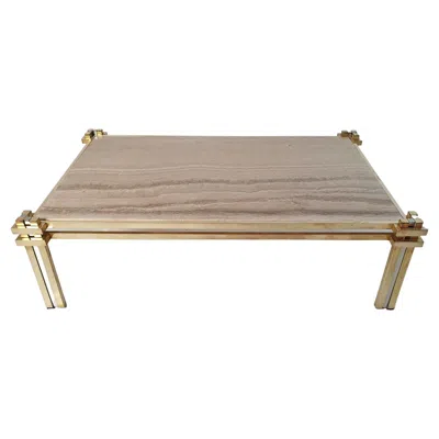 Pre-owned Romeo Rega Large Brass Coffee Table Model 'skyline' Italy, 1976 In Brown