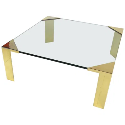 Pre-owned Romeo Rega Large Brass Cornered Cocktail Table In Sand