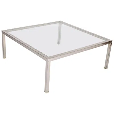 Pre-owned Romeo Rega Large Modern Steel And Glass Coffee Table In The Manner Of  In Gray