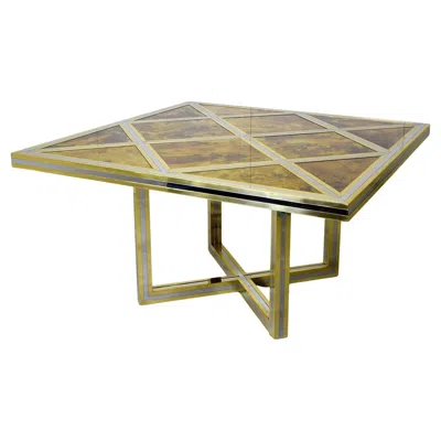 Pre-owned Romeo Rega Large Square Table, Brass & Steel, Mid-century Modern In Brown