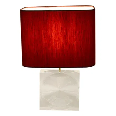 Pre-owned Romeo Rega Lucite Table Lamp, 1970s In Red