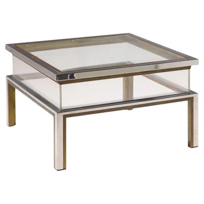 Pre-owned Romeo Rega Mid Century Chrome, Brass And Glass Coffee Table In Gray
