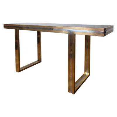 Pre-owned Romeo Rega Mid Century Italian Rome Long Brass & Nickel Console Table, Signed In Brown