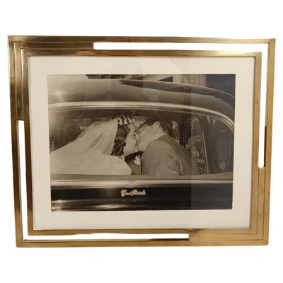 Pre-owned Romeo Rega Mid-20th Century Oversize Picture Frame In Gilded Brass By Paul Mer, 70s In Brown
