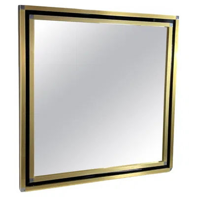 Pre-owned Romeo Rega Mid-century Brass And Chrome Wall Mirror Attributed To , 1960s In Gray