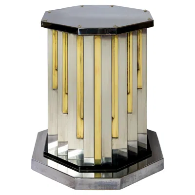 Pre-owned Romeo Rega Mid-century Italian Brass, Chrome Table Base Signed  In Brown
